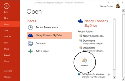 Save As and Open Features in MS Office 2013